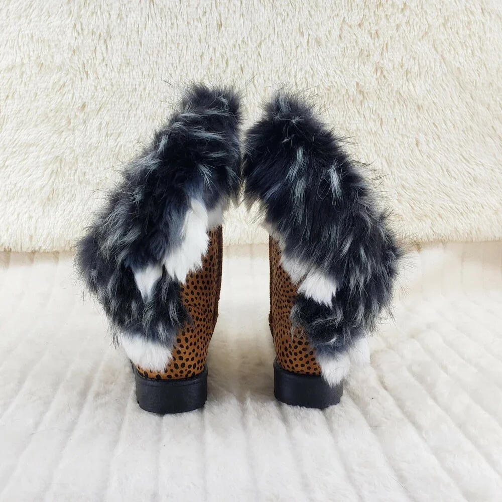 NIB Chi Chi Cheetah Animal Print Faux Fur Thick Lined Winter Boots - Picture 7 of 11